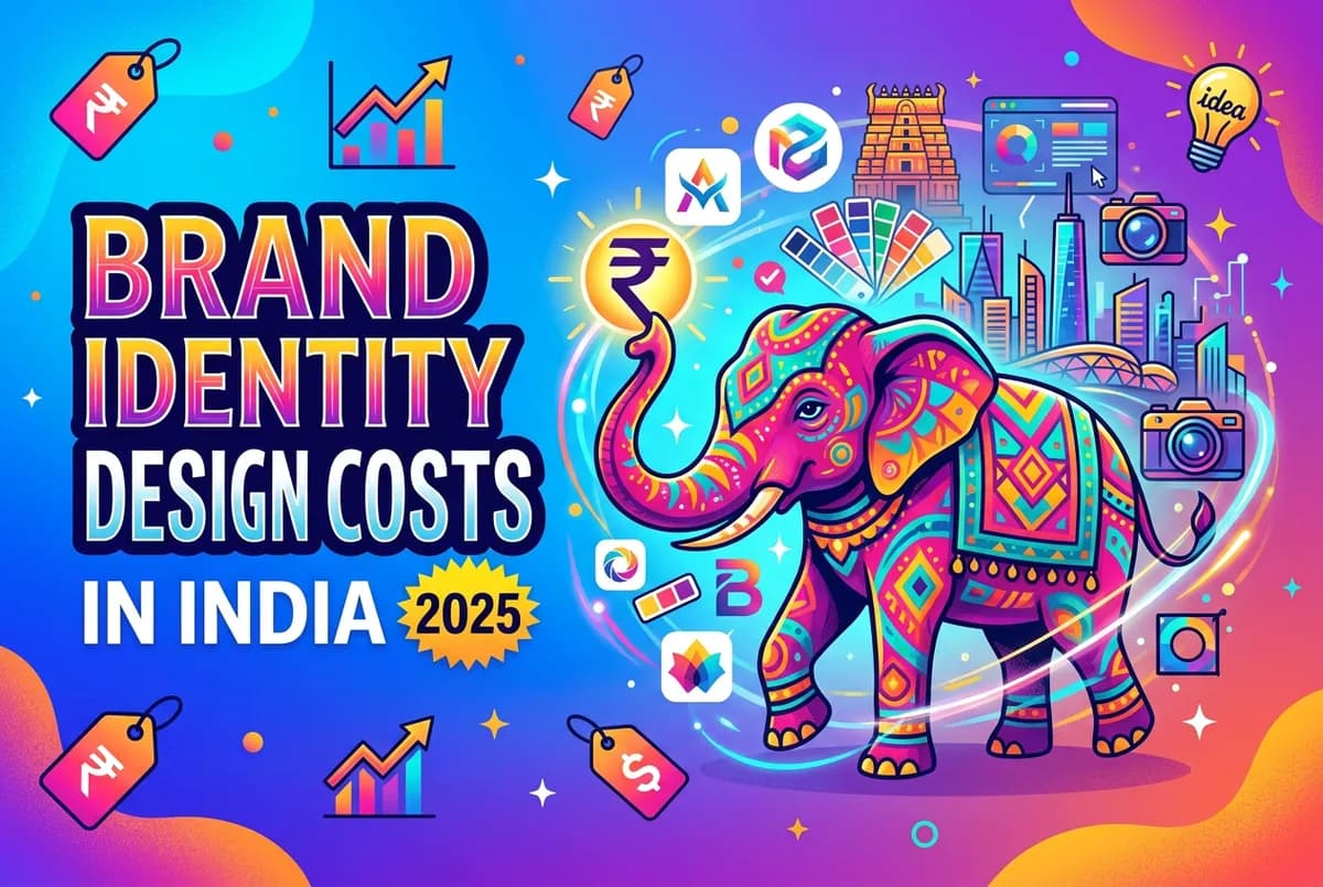 Brand identity design cost breakdown in India showing price ranges from freelancers to agencies in 2025
